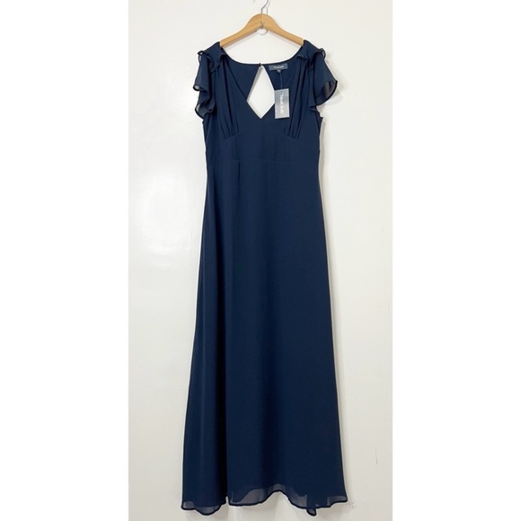 ModCloth Navy Blue You're Flowing Places Maxi Dress Size 14 - Picture 5 of 12